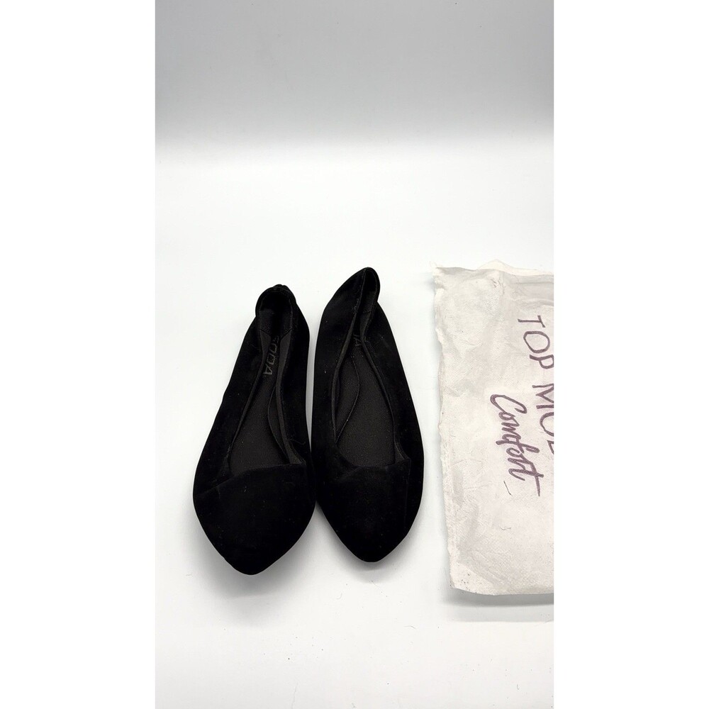 Soda Comfortable Shoes Women Ballet Flat Round Toe Gel Insole Black Suede KREME